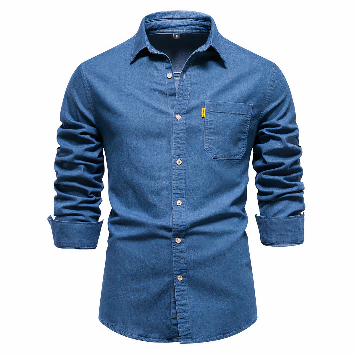 Variant image for Men's Tailored Fit Denim Shirt in Luxurious Cotton, Long Sleeves, Versatile for Casual and Formal Wear-6