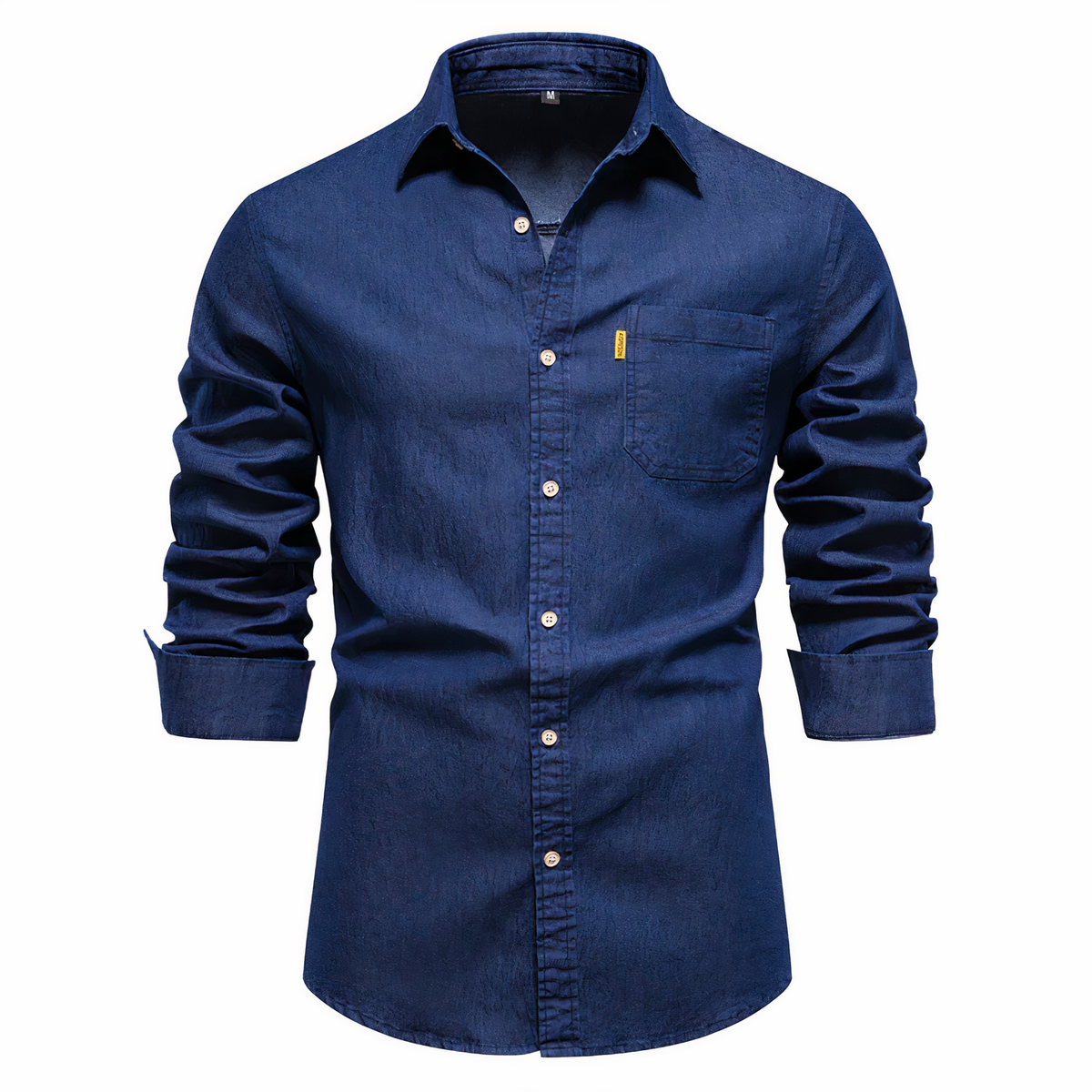 Men's Tailored Fit Denim Shirt in Luxurious Cotton, Long Sleeves, Versatile for Casual and Formal Wear-3