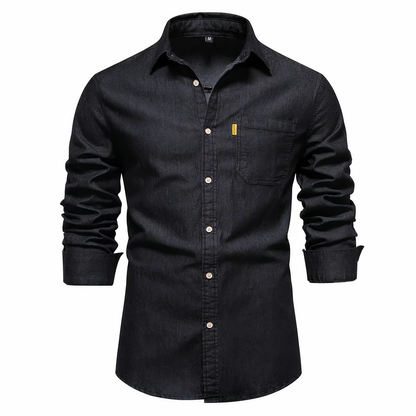 Variant image for Men's Tailored Fit Denim Shirt in Luxurious Cotton, Long Sleeves, Versatile for Casual and Formal Wear-1