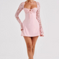 Elegant Lace Mini Dress for Women with Cut-Out Bust, Flattering Fit, Perfect for Summer and Cocktail Events-6