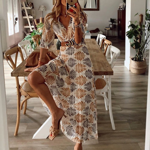 Summer Long Dress for Women, Unique Pattern, Comfortable Fit, Lightweight Fabric for Casual and Formal Summer Events-1