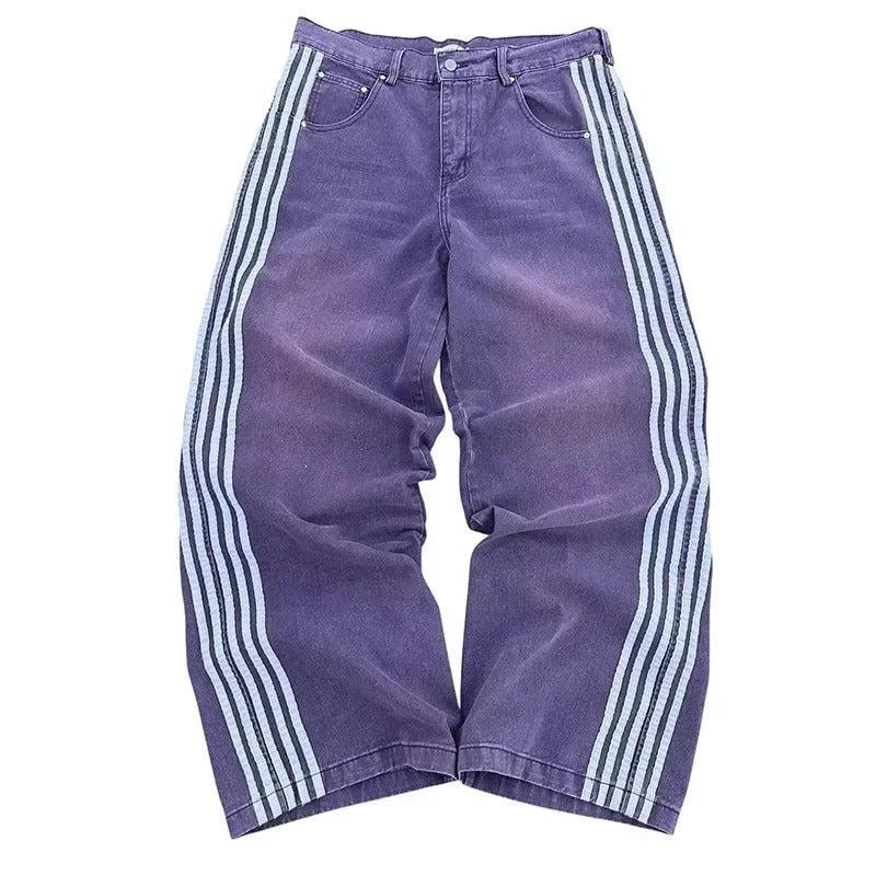 Variant image for Wide Leg Jeans with Embroidered Cross Design, Unisex Y2K Style, Comfortable Baggy Fit, Sizes S to 3XL-21