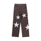 Variant image for Baggy Wide Leg Jeans with Unique Star Patchwork Design and Comfortable Mid-Waist Fit in Dark Indigo-2