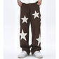 Baggy Wide Leg Jeans with Unique Star Patchwork Design and Comfortable Mid-Waist Fit in Dark Indigo-5