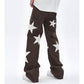 Baggy Wide Leg Jeans with Unique Star Patchwork Design and Comfortable Mid-Waist Fit in Dark Indigo-6