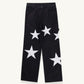 Baggy Wide Leg Jeans with Unique Star Patchwork Design and Comfortable Mid-Waist Fit in Dark Indigo-1