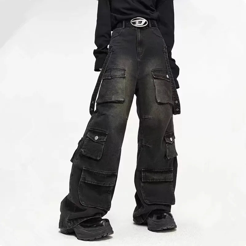 Variant image for Black Denim Jeans with Fitted Cut for Gothic Style and Flattering Fit, Comfortable Casual Wear-1