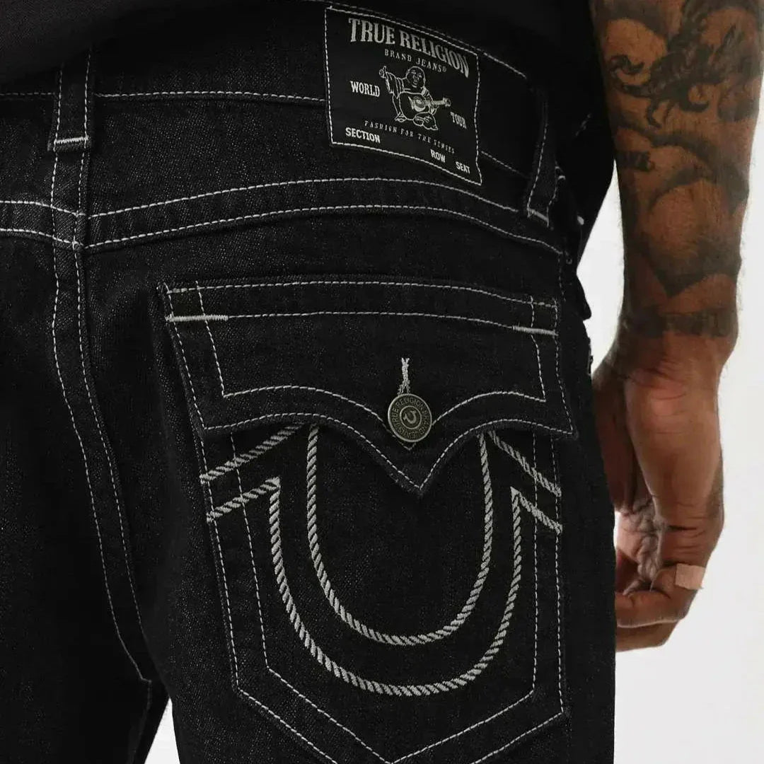 Black Y2K Jeans with White Stitching, Comfortable Fit, Regular Length, Versatile Style, 100% Cotton-3