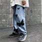 Butterfly Embroidered Wide Leg Jeans, Mid-Rise Stretch Denim, Comfortable Casual Fit with Eye-Catching Designs-6