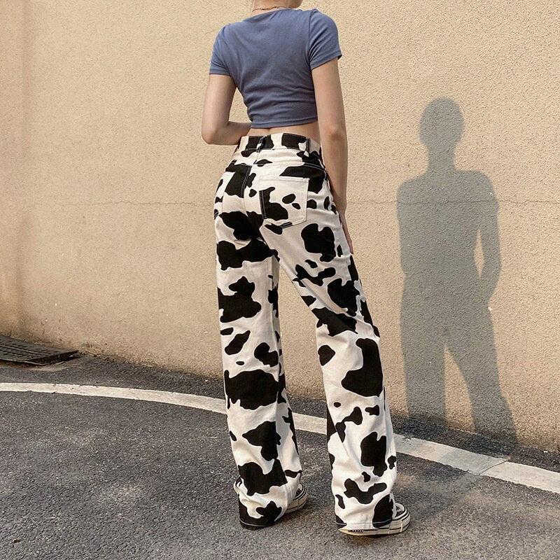 Unique Cow Print Denim Jeans for Women, Comfortable High-Quality Casual Fit, Available in Skinny, Relaxed, and Straight Leg Styles-5