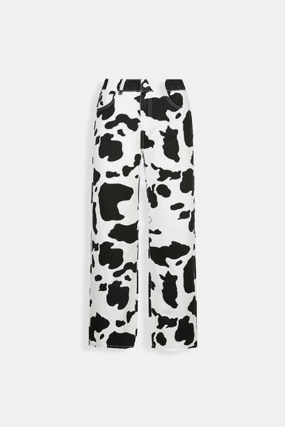 Variant image for Unique Cow Print Denim Jeans for Women, Comfortable High-Quality Casual Fit, Available in Skinny, Relaxed, and Straight Leg Styles-1