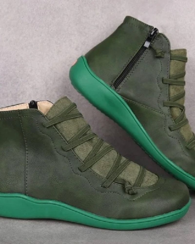 Supportive Timeless Leather Ankle Boots - Lace Up, Casual