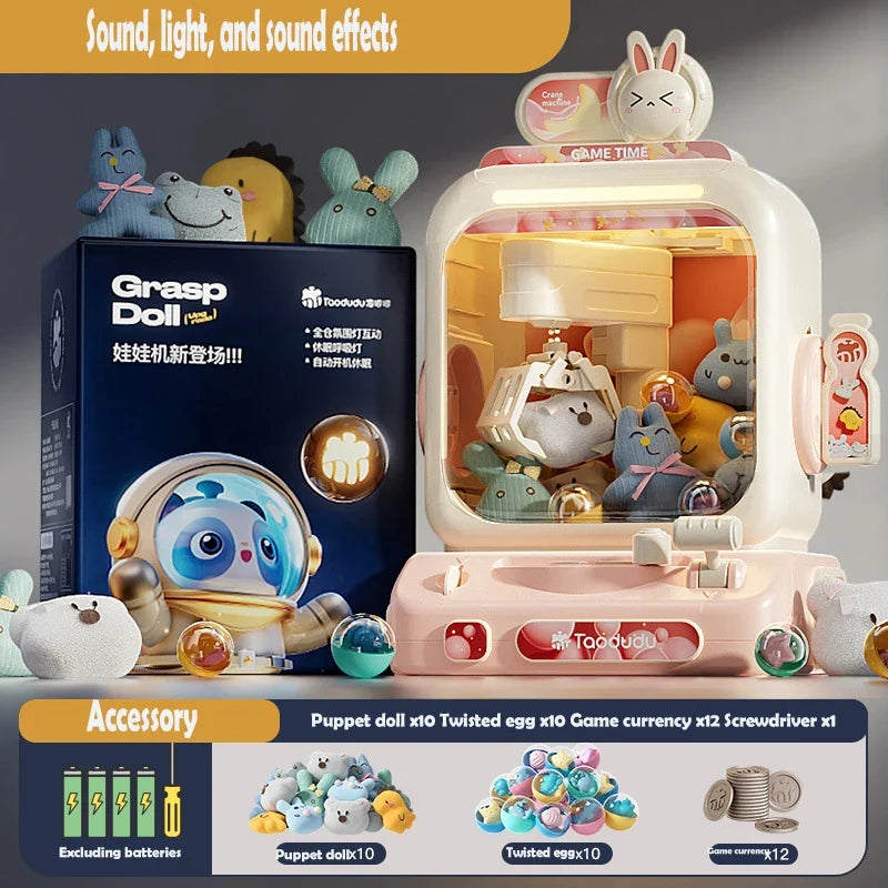 Coin Operated Arcade Game, Music & Plush Prizes, Xmas Gift – DIY Kids Claw Machine Toy