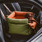 Pet Outing Lathe Deluxe Faux Leather Dog Car Seat - Travel-Friendly Booster Bed for Cats and Dogs
