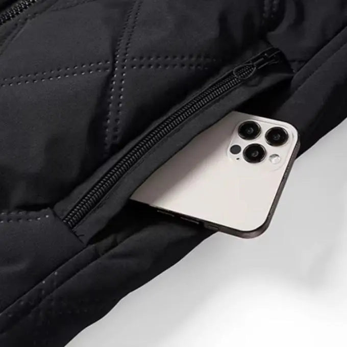 Men’s Windproof Jacket - Quilted Bomber Fleece Lined Hiking