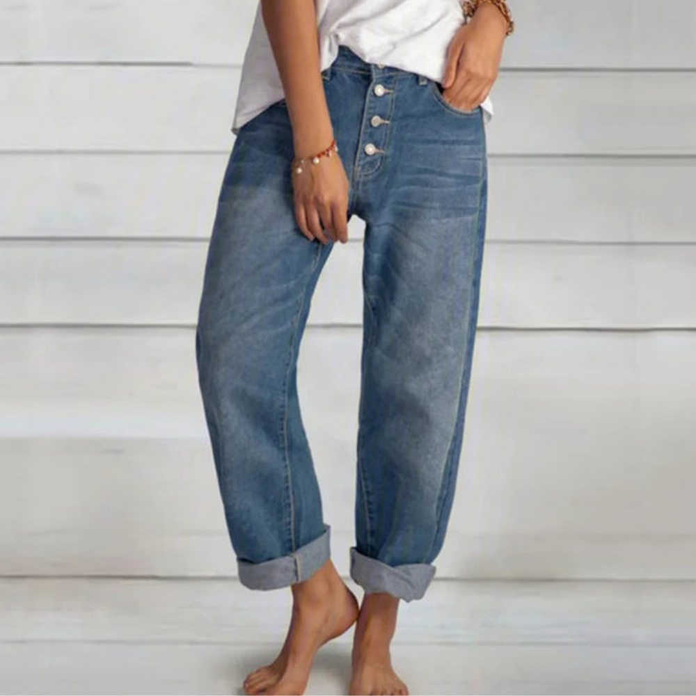Stylish Women's Denim Pants with Unique Design and Comfortable Fit in Classic Blue, Available in Sizes S-3XL-2