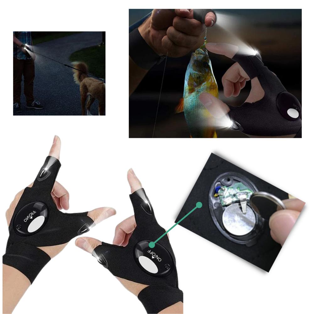 LED Gloves With Water-Resistant Lights - Battery Powered, Cozy for Camping and Repairs