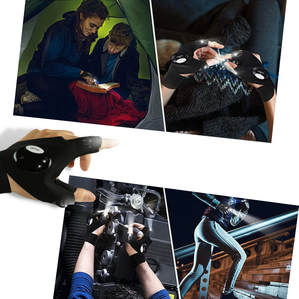LED Gloves With Water-Resistant Lights - Battery Powered, Cozy for Camping and Repairs