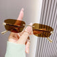 Leichte Damen Sonnenbrille – rahmenloses polygonales Design, Kunststoff, für den Sommer 5