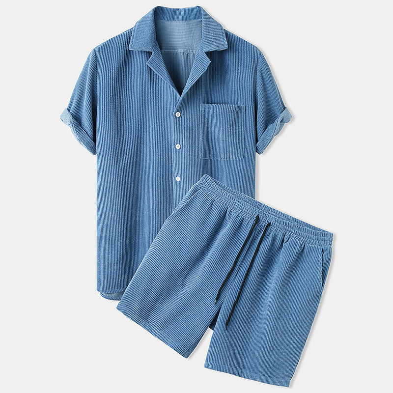 Leichtes & atmungsaktives Herren Sommer Set – lässiger Cord-Stil, Cordsamt, für Freizeitaktivitäten 0