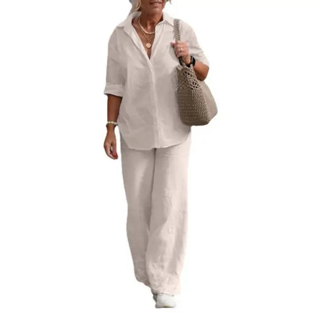 Leichtes & vielseitiges Damen-Leinen-Set – elegantes Design, 100% Leinen, für jeden Anlass 0