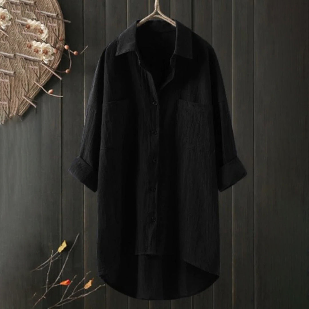 Elegant Loose Fit Button Down Shirt for Women - Trendy Blouse for Work and Casual Wear