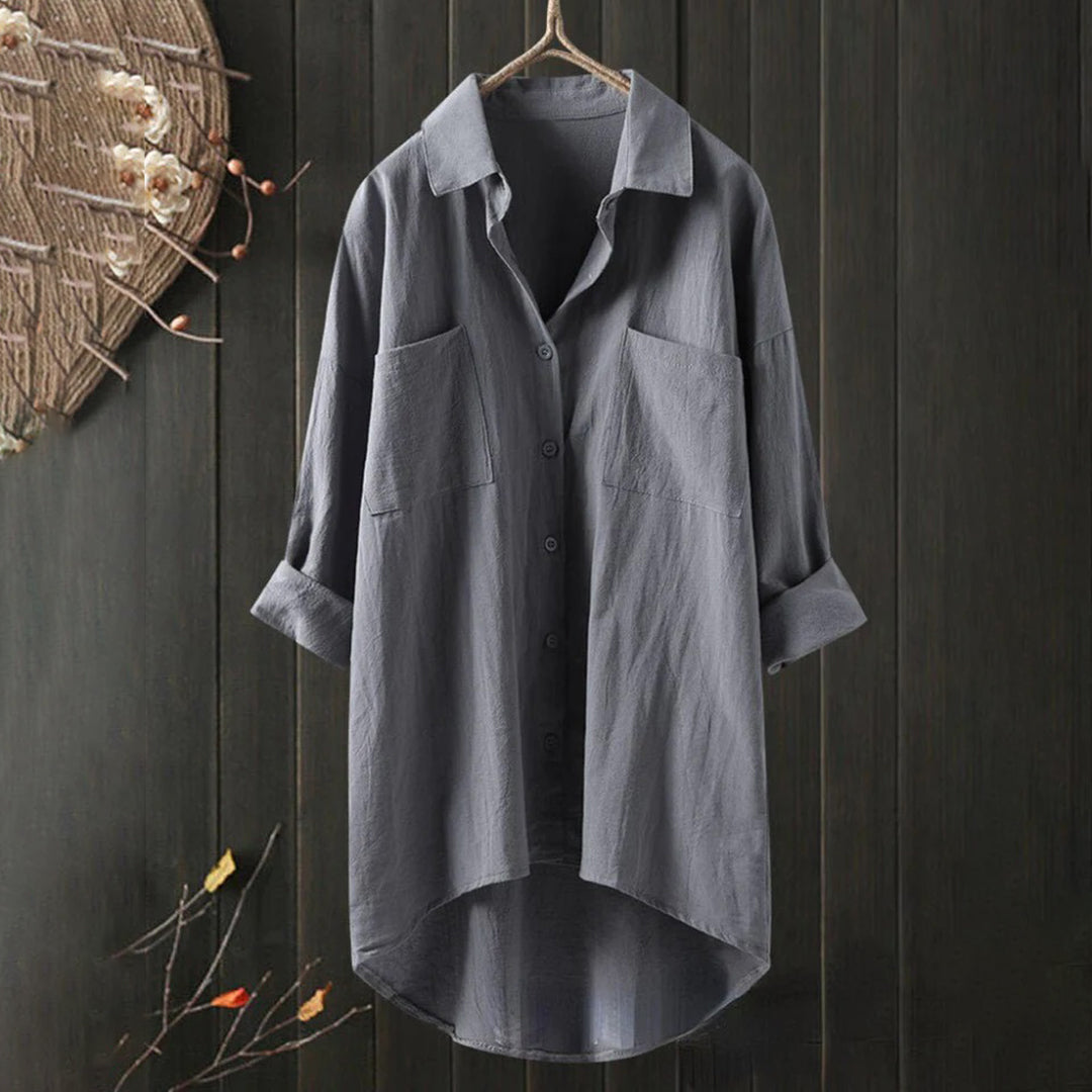 Elegant Loose Fit Button Down Shirt for Women - Trendy Blouse for Work and Casual Wear