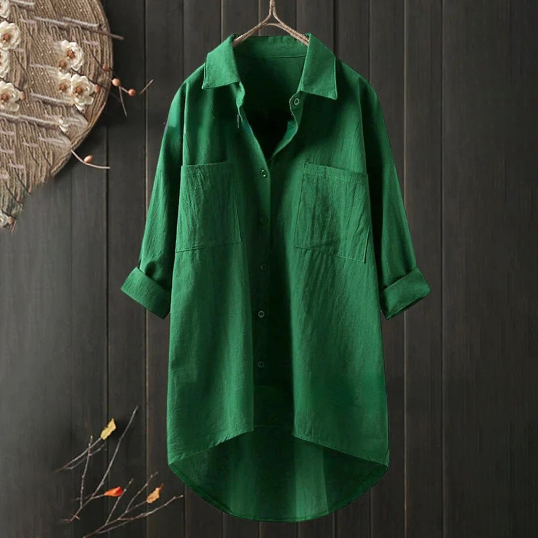 Elegant Loose Fit Button Down Shirt for Women - Trendy Blouse for Work and Casual Wear