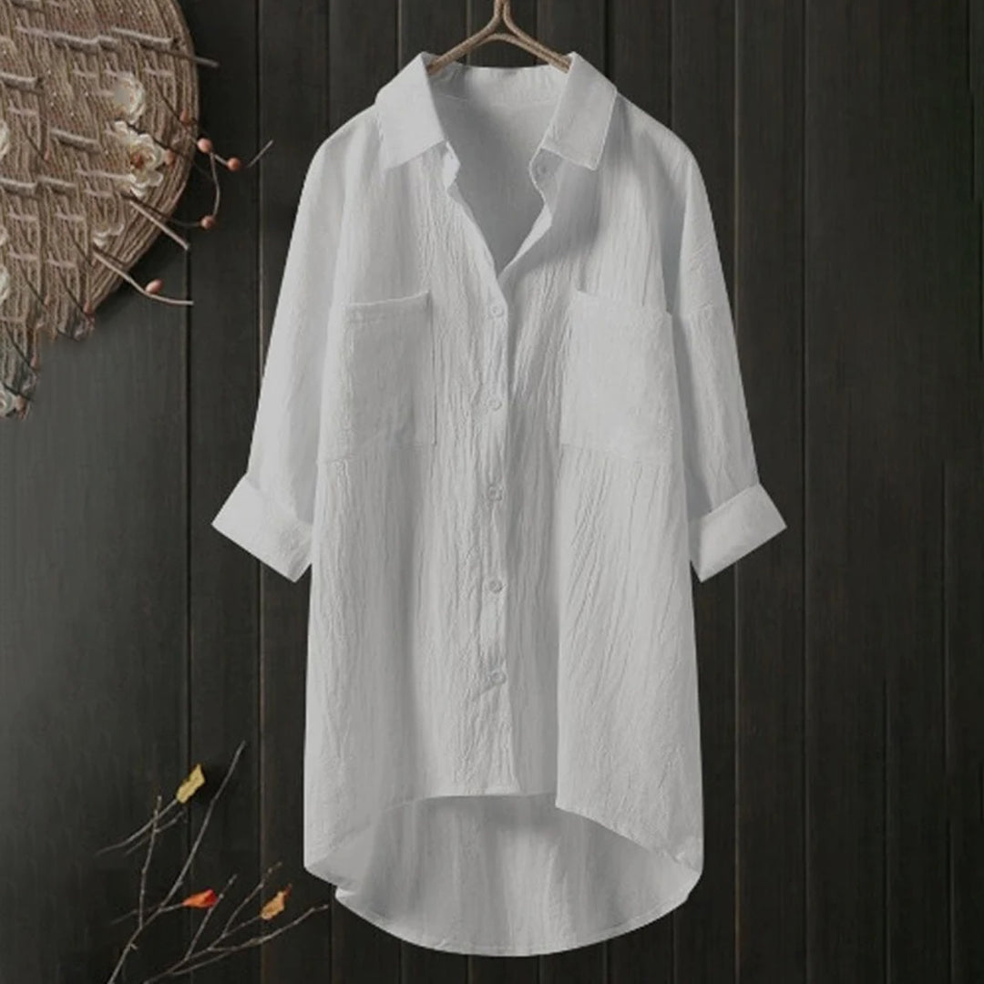 Elegant Loose Fit Button Down Shirt for Women - Trendy Blouse for Work and Casual Wear