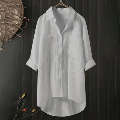 Elegant Loose Fit Button Down Shirt for Women - Trendy Blouse for Work and Casual Wear