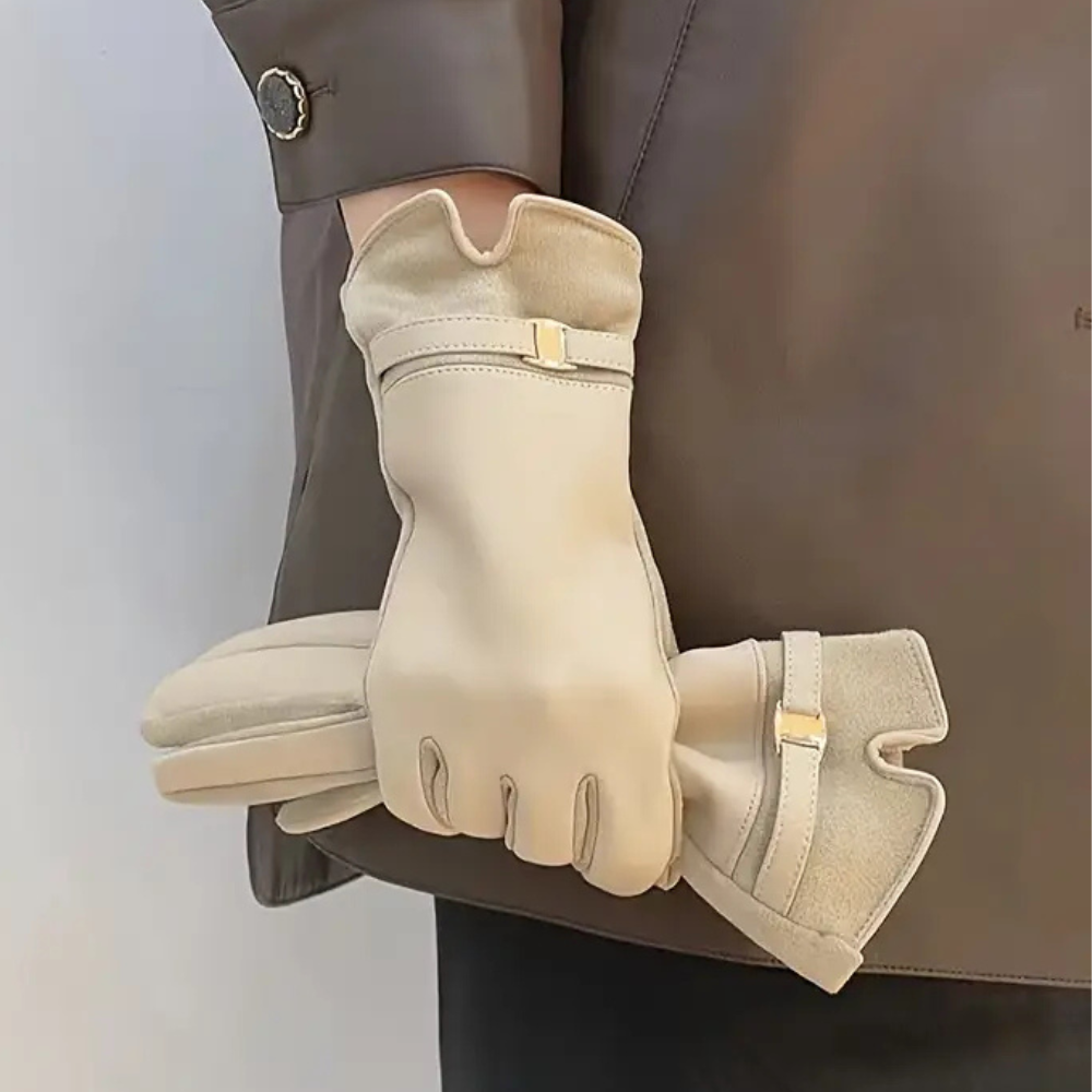 Water-Resistant Women’s Gloves - Slim Faux Leather, Lined