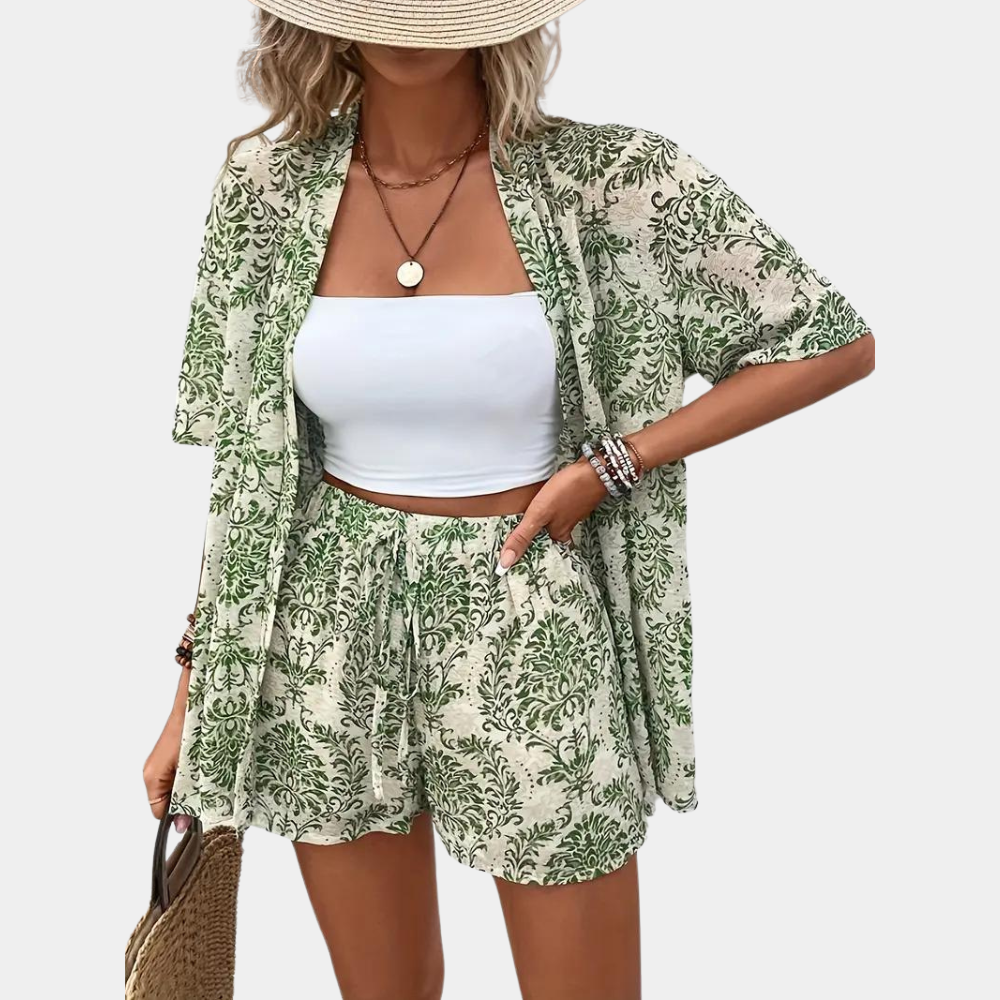 Luftiger Damen Zweiteiler – Bluse und kurze Hose, atmungsaktiv, für den Sommer 0