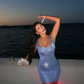 Luna Mini Dress for Women in Pink and Blue with Starfish Embellishments - Chic Summer Sundress for Beach Parties-3