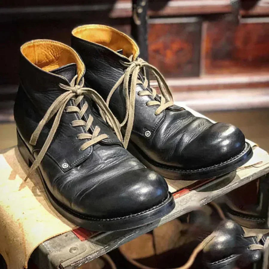 Men's Supportive Leather Boots - Lace-Up, Full-Grain