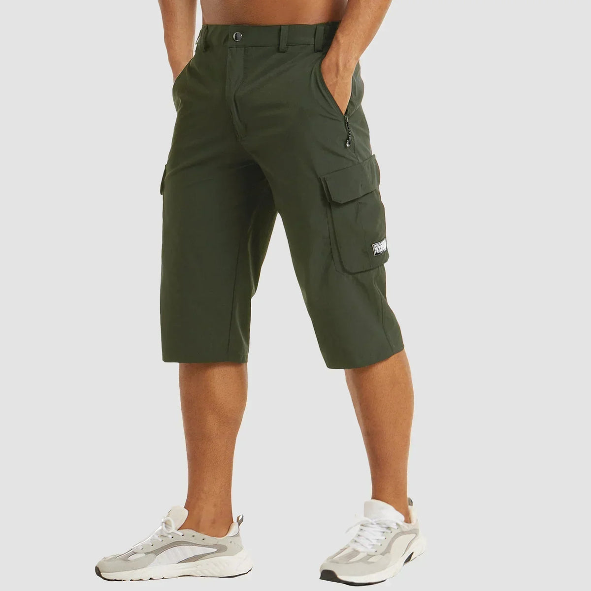 Variant image for Fast-Drying Men's Cargo Shorts with Multiple Pockets for Versatile Outdoor Use in Khaki, Gray, Black, Green, and Blue-26