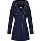 Women's Warm Winter Coat - Asymmetric Zip, Cotton Blend