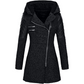Women's Warm Winter Coat - Asymmetric Zip, Cotton Blend