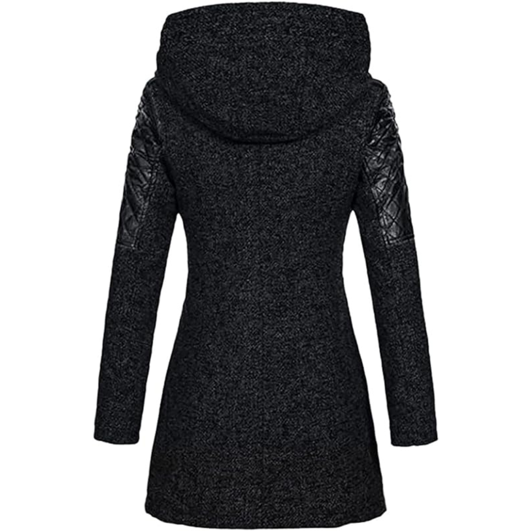 Women's Warm Winter Coat - Asymmetric Zip, Cotton Blend
