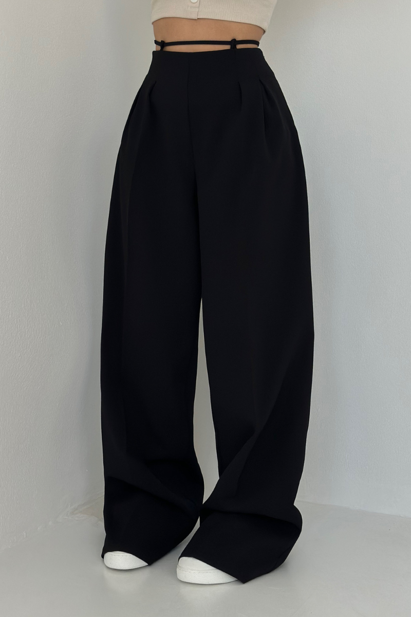 Variant image for High-Waisted Wide-Leg Trousers in Dark Blue, Soft and Comfortable Palazzo Pants for Effortless Style-6
