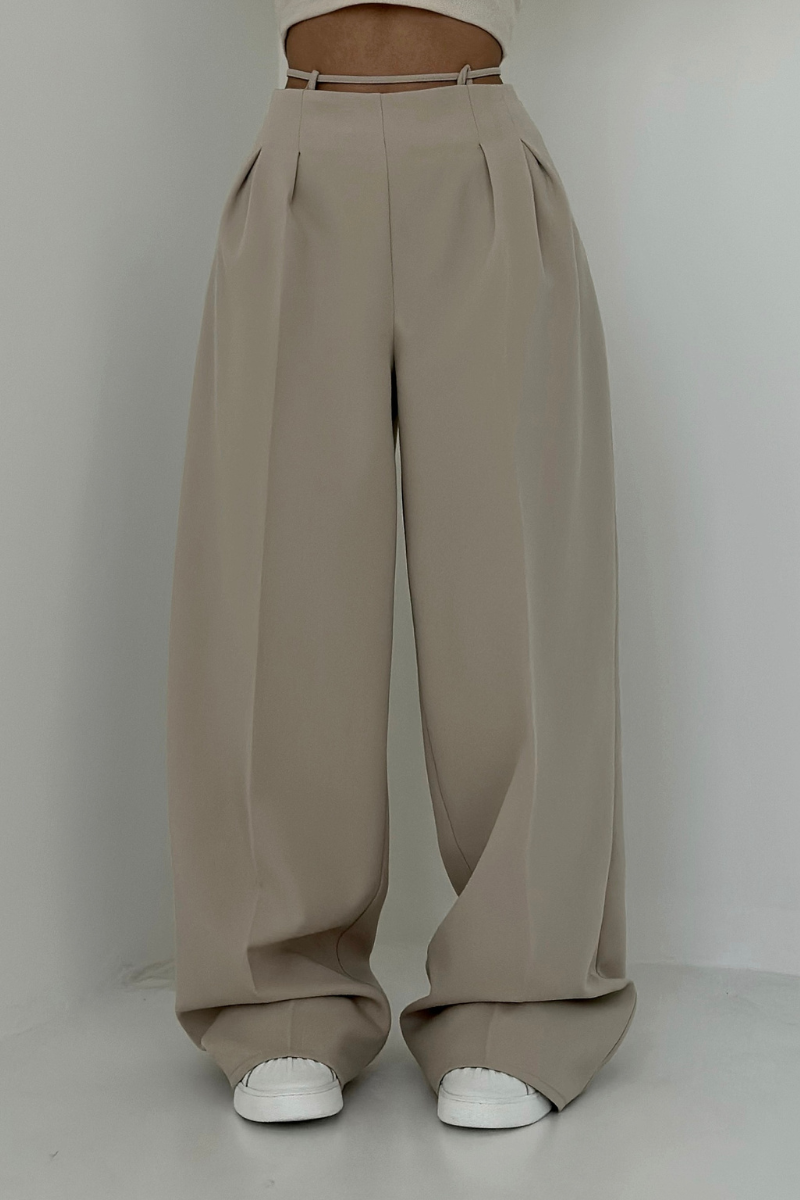 High-Waisted Wide-Leg Trousers in Dark Blue, Soft and Comfortable Palazzo Pants for Effortless Style-4