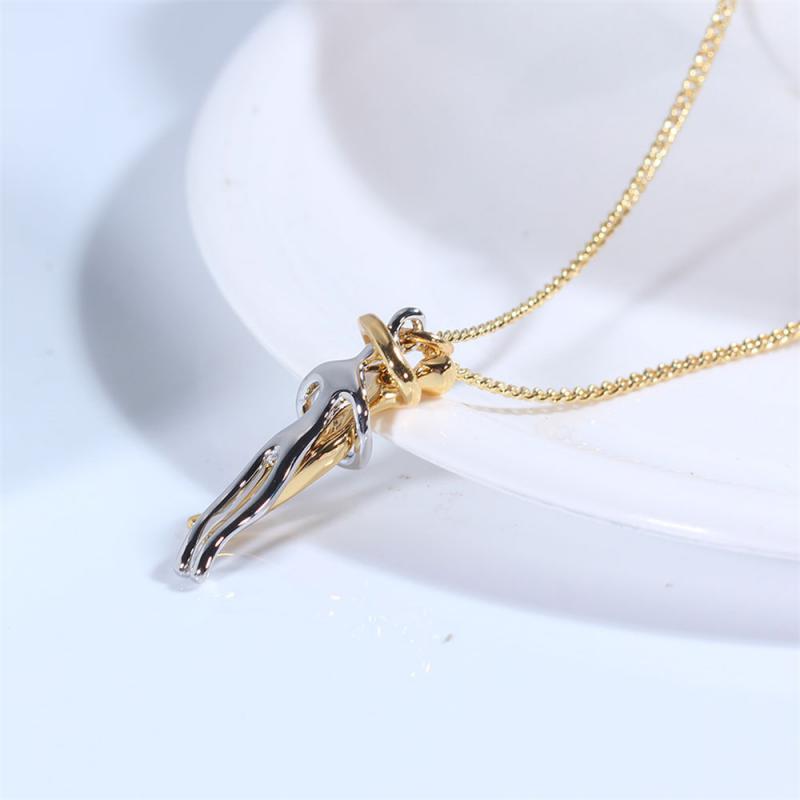 Meaningful women's necklace – embracing figures design, stainless steel, for special occasions 2