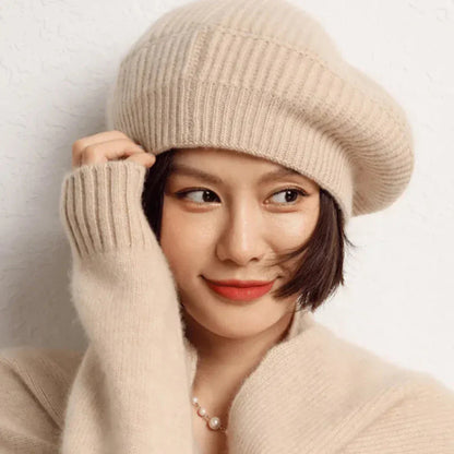 Ribbed Foldover Band, Winter – Plush Women’s Cashmere Beret