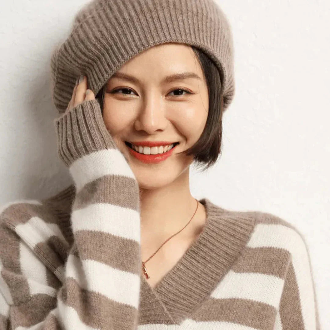 Ribbed Foldover Band, Winter – Plush Women’s Cashmere Beret