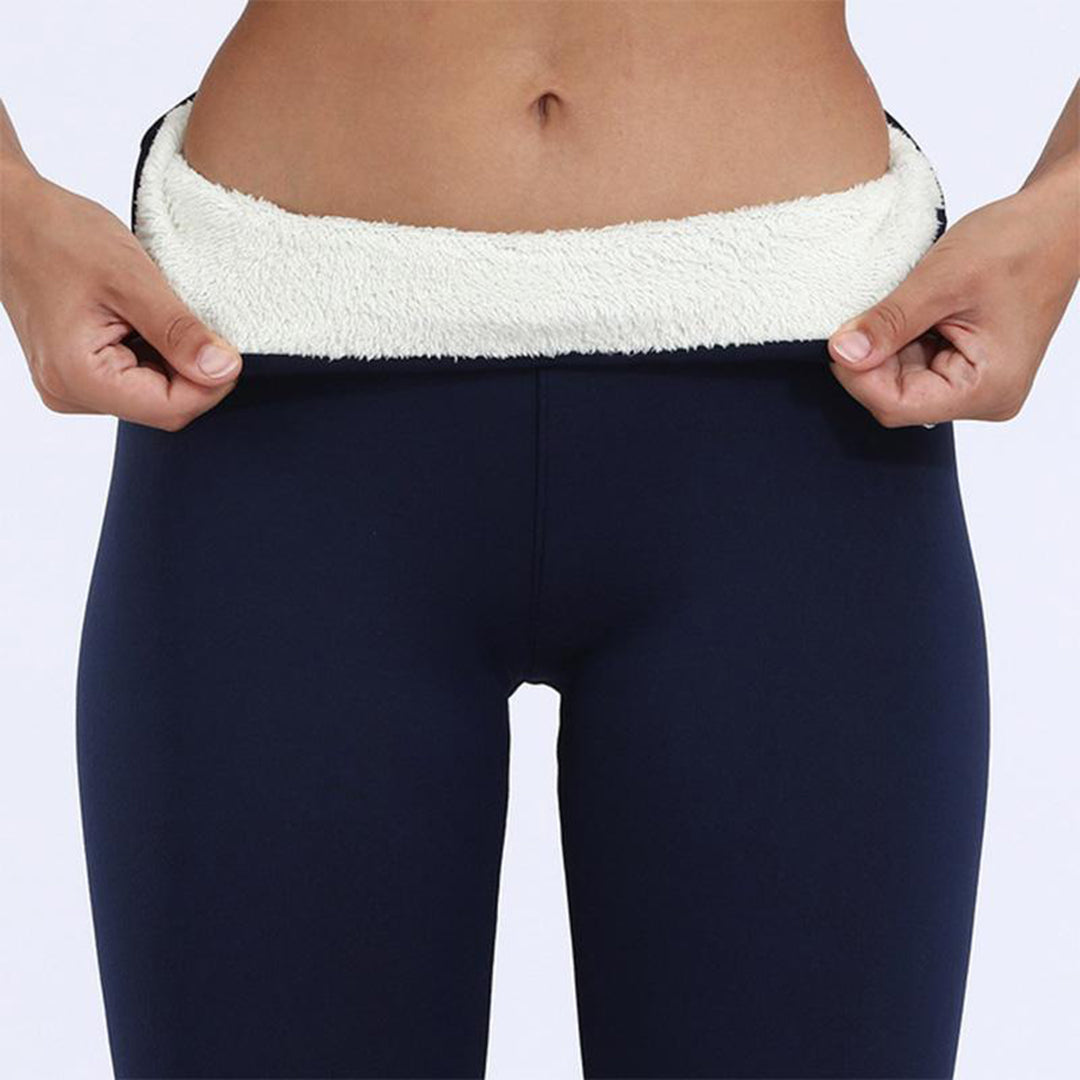 Women's Fleece Lined Leggings, Thermal Soft and Breathable Winter Leggings in Black, Gray, Navy - Comfortable Fit for Layering-3