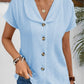 Variant image for Chic Women's Blouse, Relaxed Fit Summer Top with Button-Down Design and Short Sleeves, Breathable Fabric-9