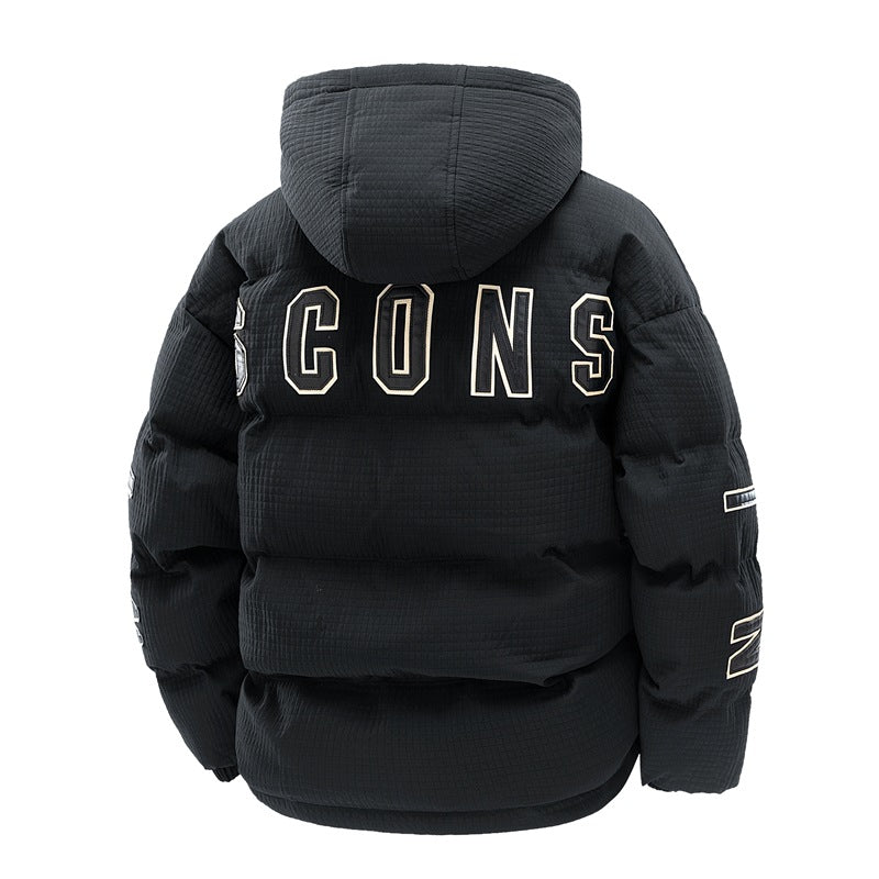 Men's Insulating Puffer Coat - Boxy Cut, Quilted, For Winter