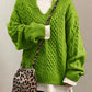 Women’s Oversized Cable Knit Sweater - V Neck, Knit Winter