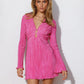 Elegant Bodycon Mini Dress with Deep V-Neck and Flared Sleeves - Perfect Cocktail Dress for Special Occasions-1