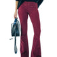Ribbed Velvet Wide Leg Pants for Women with Elasticated Waist and Flared Legs, Comfortable and Stylish-3