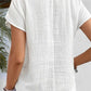 Chic Women's Blouse, Relaxed Fit Summer Top with Button-Down Design and Short Sleeves, Breathable Fabric-3